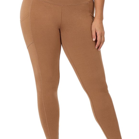 BETTER COTTON WIDE WAISTBAND FULL LENGTH LEGGINGS WITH POCKETS - Picture 3 of 4